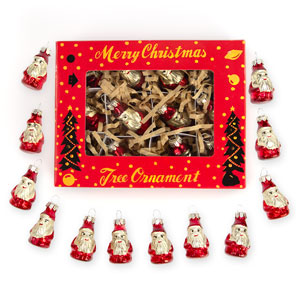 Small Santa Christmas Ornament Set